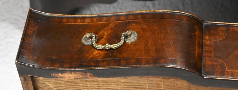 Antique 20th Century English Antique Edwardian Flame Mahogany Serpentine Chest