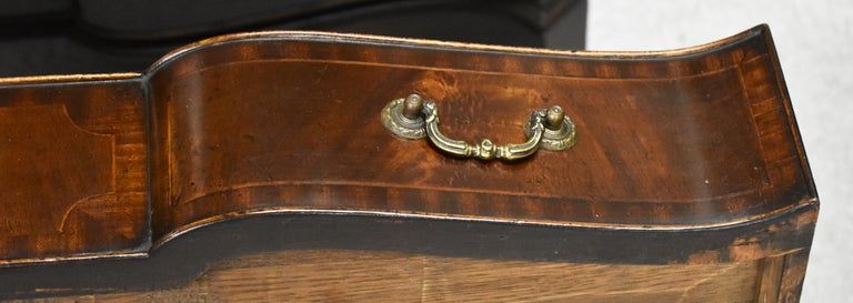 Antique 20th Century English Antique Edwardian Flame Mahogany Serpentine Chest