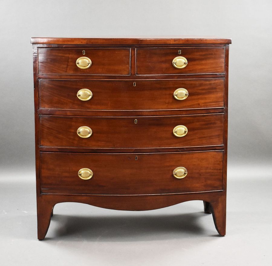 Antique Regency Mahogany Bow Front Chest of Drawers