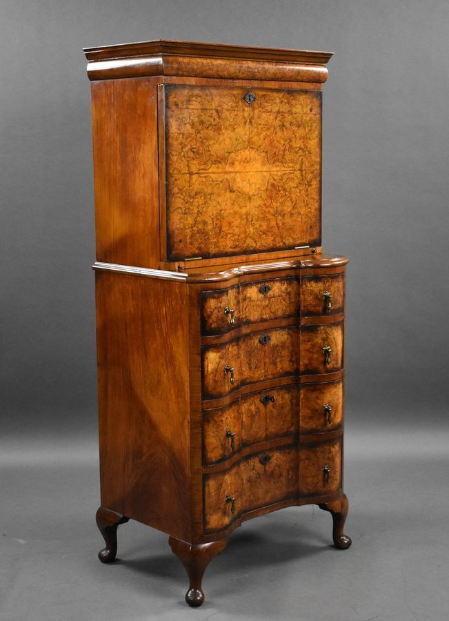 Antique Burr Walnut Queen Anne Style Escritoire