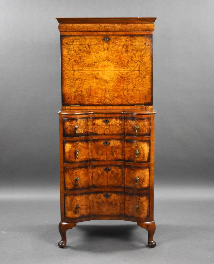 Antique Antique Burr Walnut Queen Anne Style Escritoire