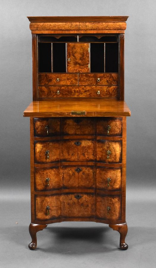 Antique Antique Burr Walnut Queen Anne Style Escritoire