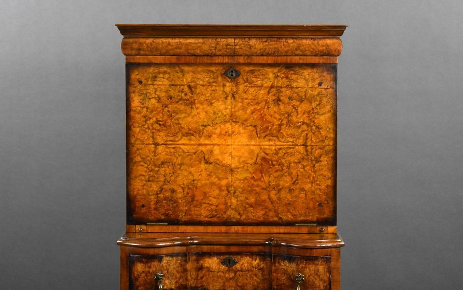 Antique Antique Burr Walnut Queen Anne Style Escritoire