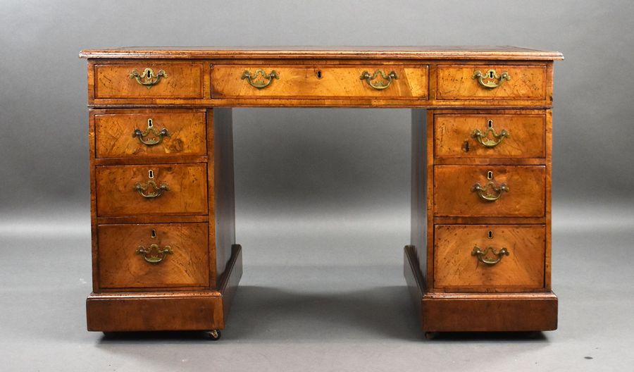 Victorian Figured Walnut Pedestal Desk