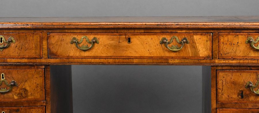 Antique Victorian Figured Walnut Pedestal Desk