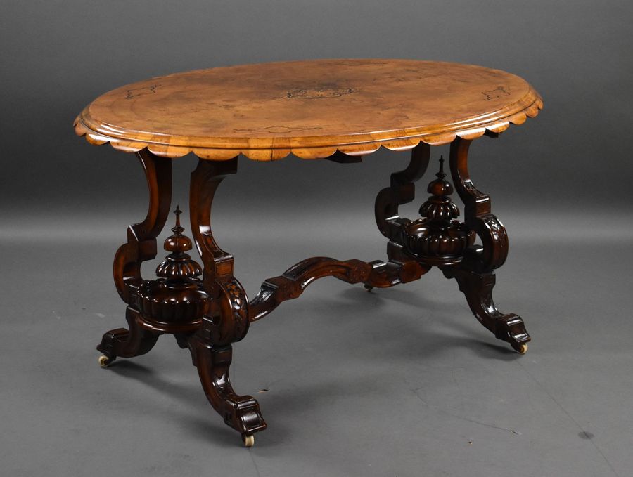 Victorian Burr Walnut Inlaid Centre Table