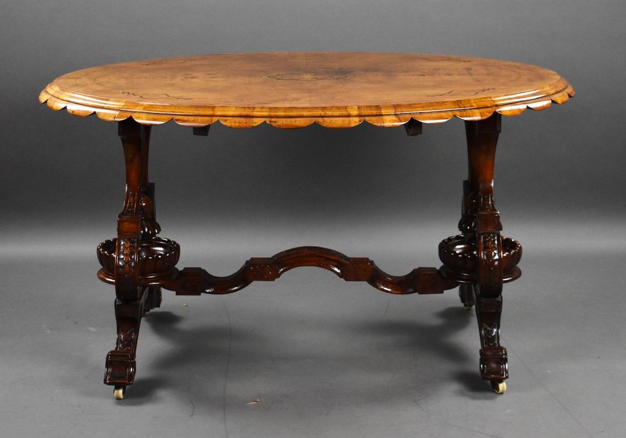 Antique Victorian Burr Walnut Inlaid Centre Table