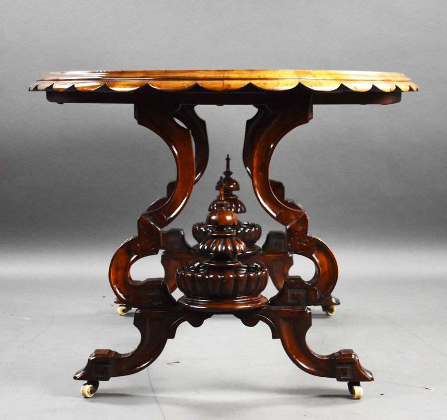 Antique Victorian Burr Walnut Inlaid Centre Table