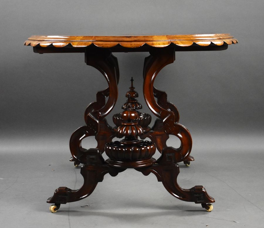 Antique Victorian Burr Walnut Inlaid Centre Table