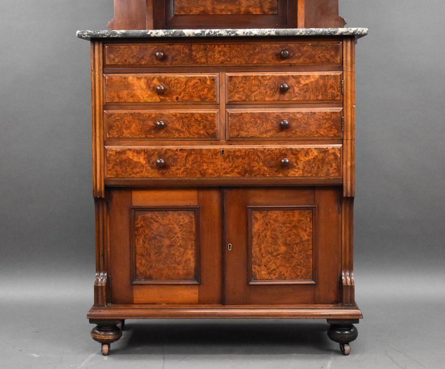 Antique Victorian Burr Walnut Dentist Cabinet