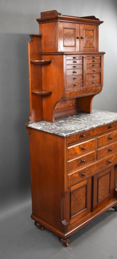 Antique Victorian Burr Walnut Dentist Cabinet