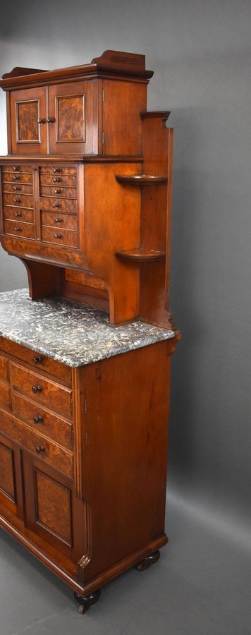 Antique Victorian Burr Walnut Dentist Cabinet