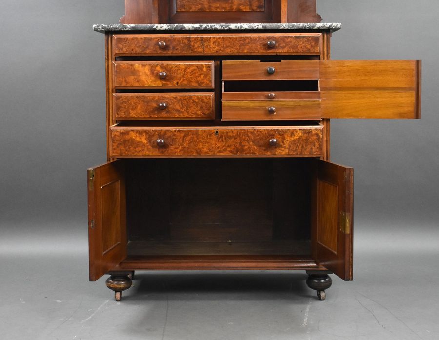 Antique Victorian Burr Walnut Dentist Cabinet