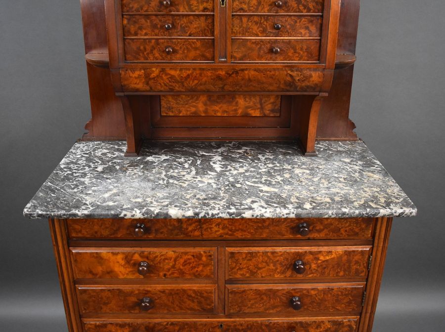 Antique Victorian Burr Walnut Dentist Cabinet