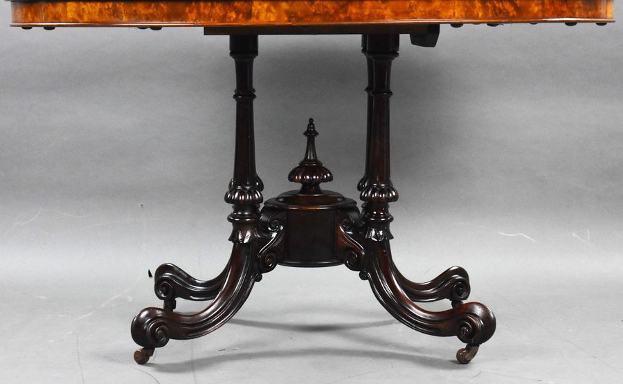 Antique Victorian Burr Walnut Inlaid Oval Loo Table