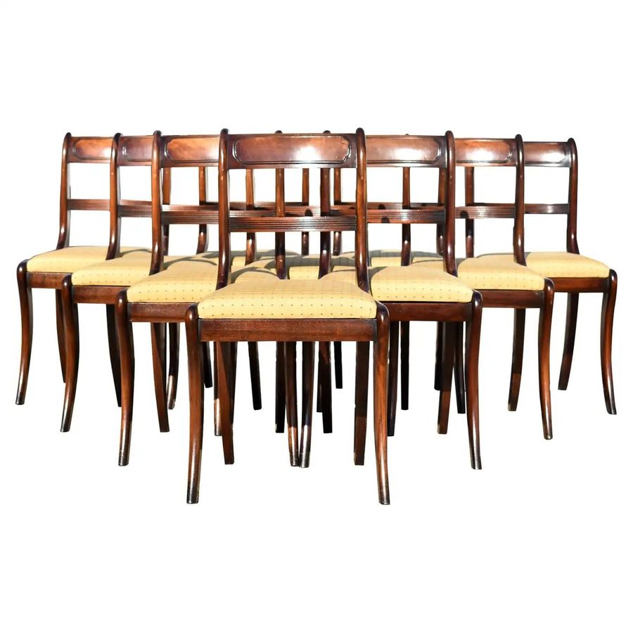 Set of 10 Regency Style Mahogany Dining Chairs