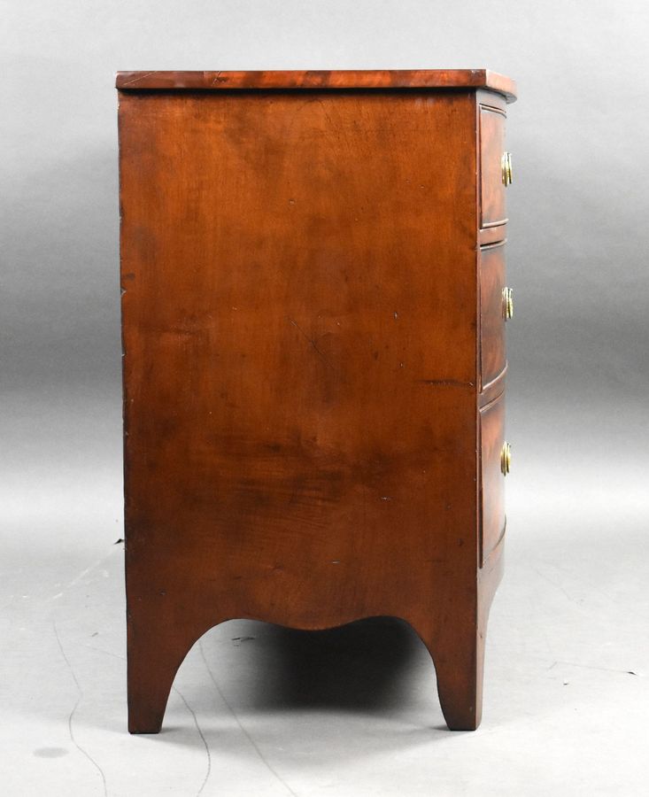 Antique Regency Flame Mahogany Bow Front Chest