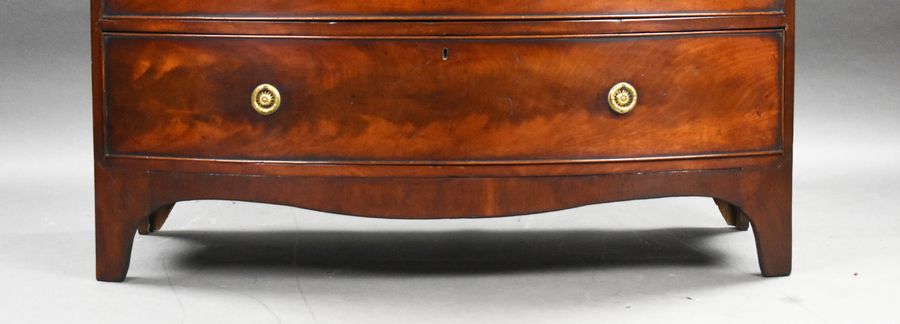 Antique Regency Flame Mahogany Bow Front Chest