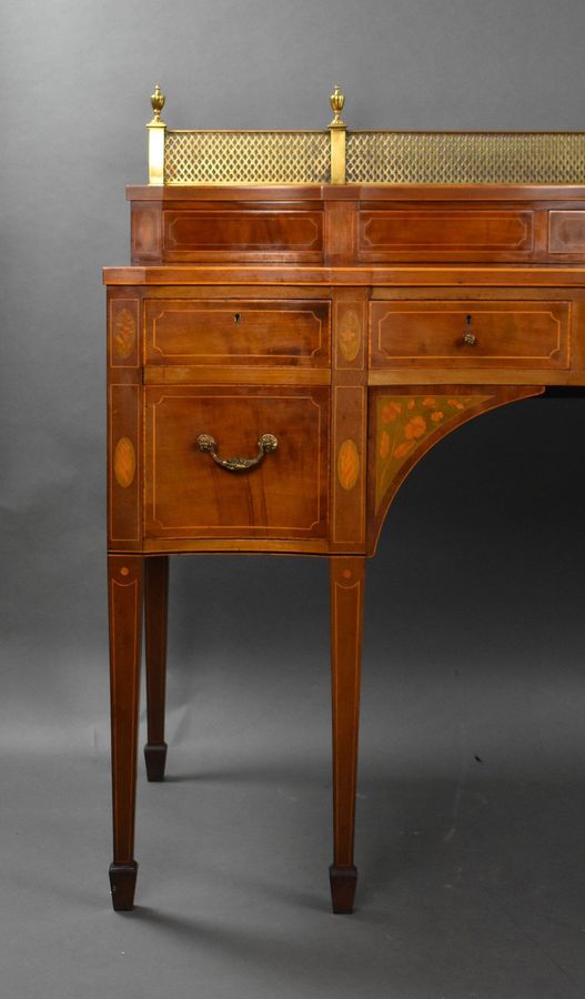 Antique Large Edwardian Mahogany & Inlaid Serpentine Sideboard