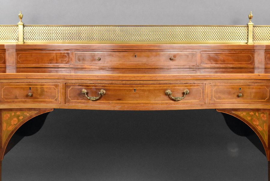 Antique Large Edwardian Mahogany & Inlaid Serpentine Sideboard