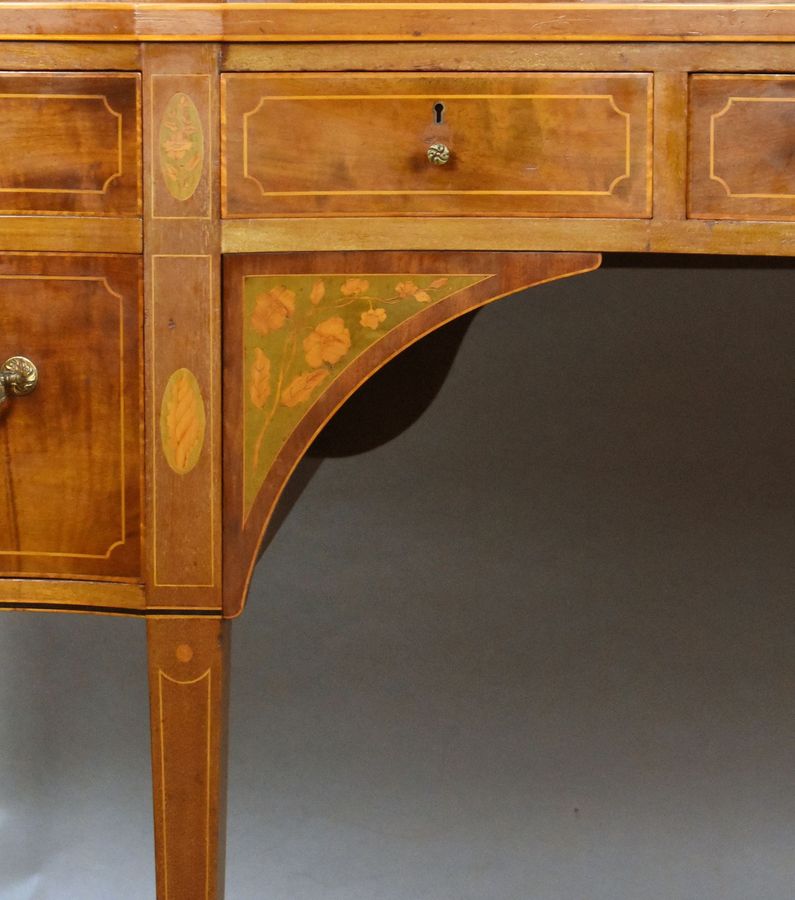 Antique Large Edwardian Mahogany & Inlaid Serpentine Sideboard