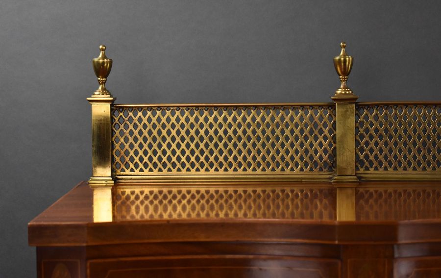 Antique Large Edwardian Mahogany & Inlaid Serpentine Sideboard