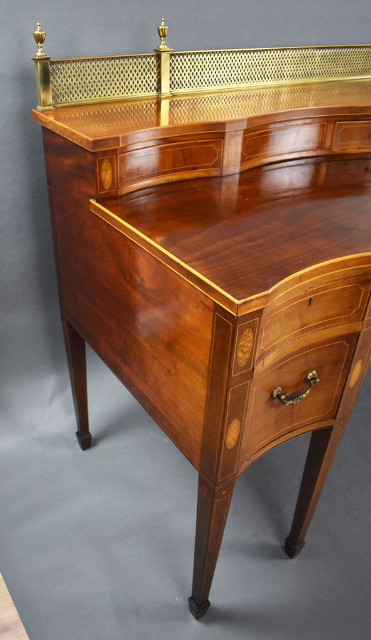 Antique Large Edwardian Mahogany & Inlaid Serpentine Sideboard