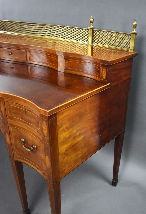 Antique Large Edwardian Mahogany & Inlaid Serpentine Sideboard