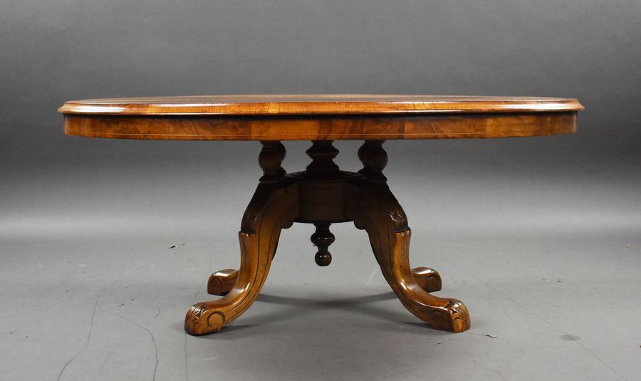 Antique Victorian Walnut Inlaid Coffee Table