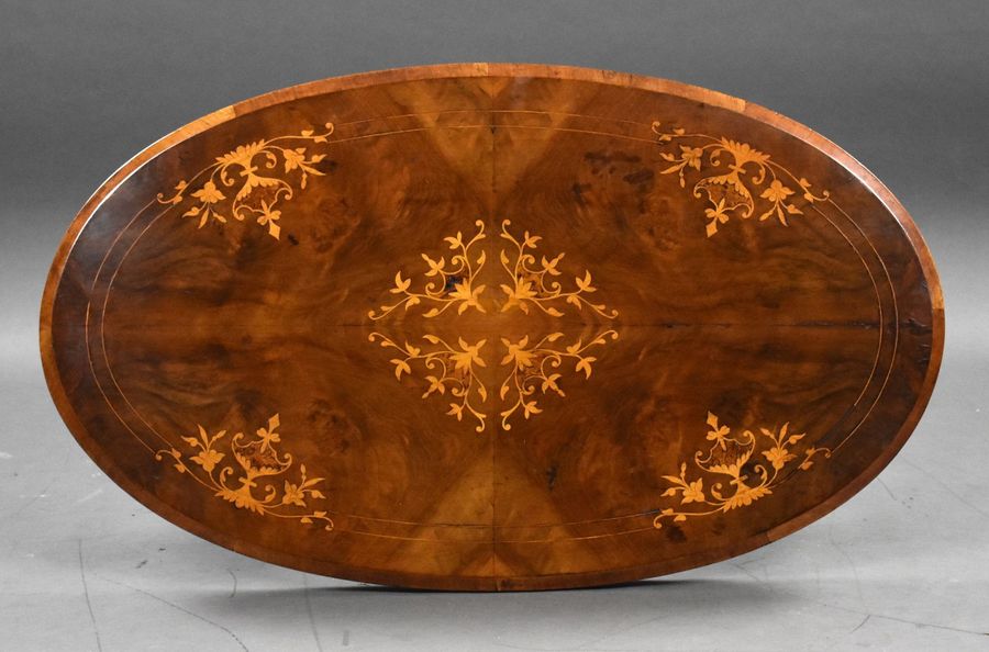 Antique Small Victorian Walnut Inlaid Coffee Table