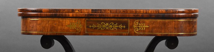 Antique Pair of Regency Rosewood Brass Inlaid Card Table