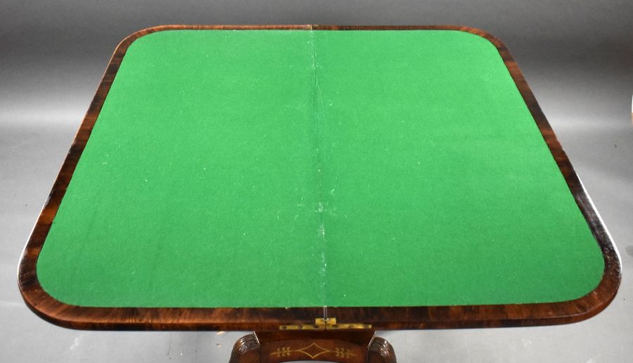 Antique Pair of Regency Rosewood Brass Inlaid Card Table