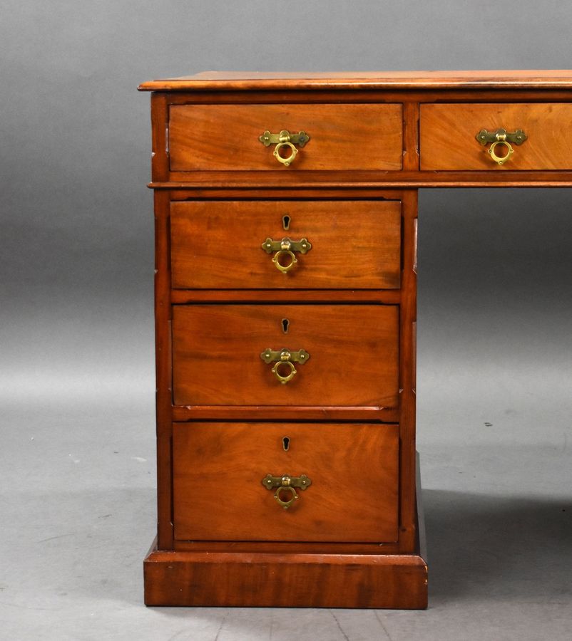 Antique Victorian Satinwood Pedestal Desk