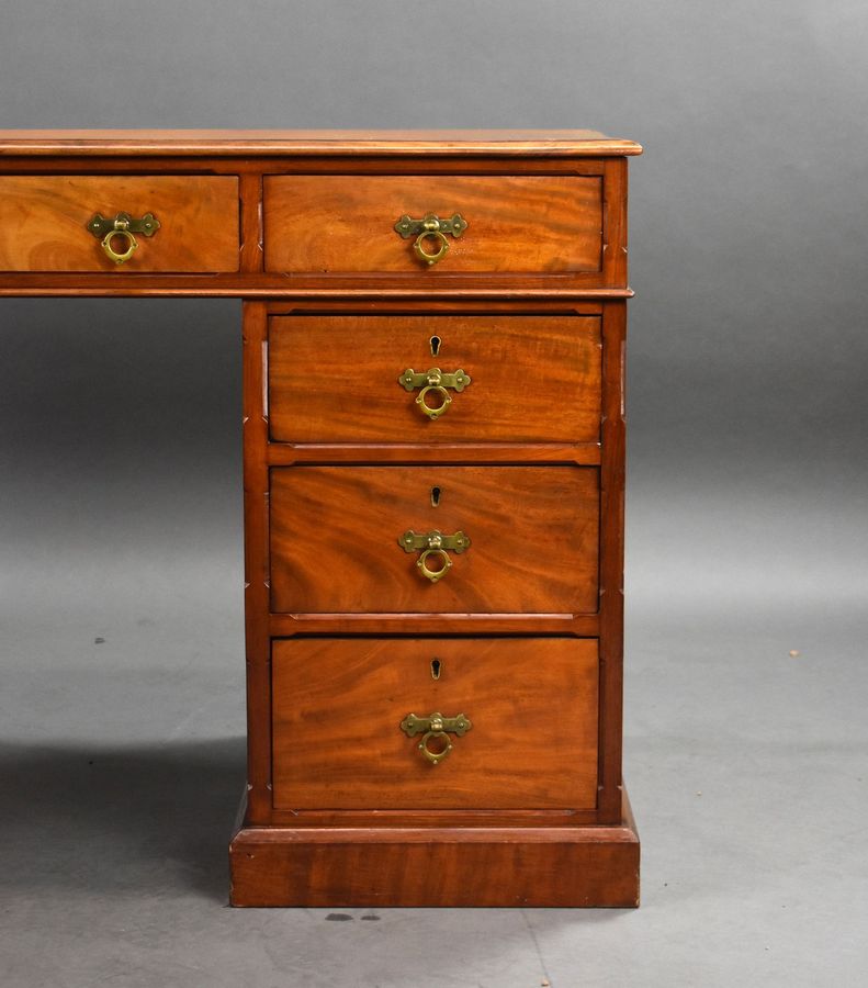 Antique Victorian Satinwood Pedestal Desk