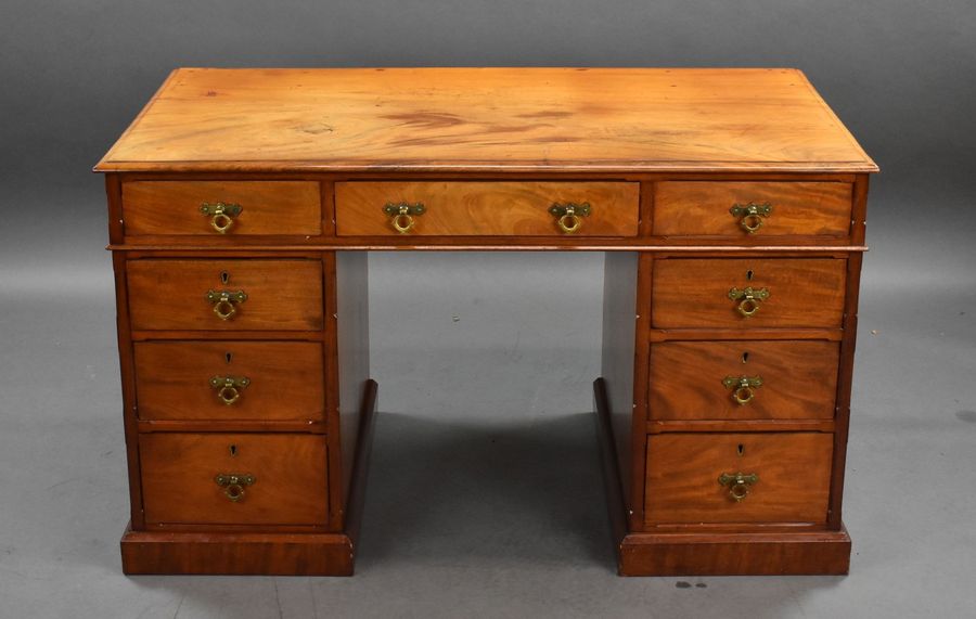 Antique Victorian Satinwood Pedestal Desk