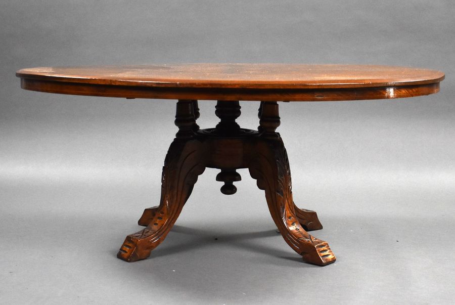 Antique Victorian Walnut Inlaid Coffee Table