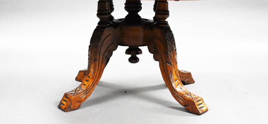 Antique Victorian Walnut Inlaid Coffee Table