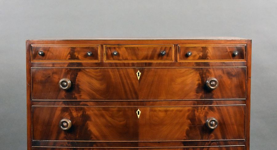 Antique George III Flame Mahogany Bow Front Chest of Drawers