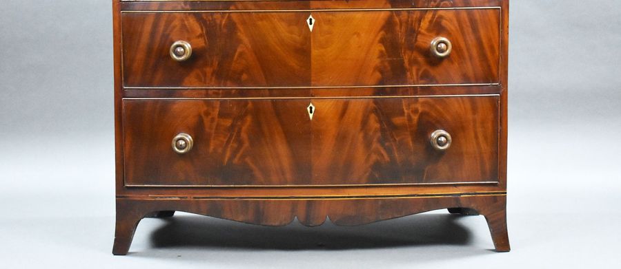 Antique George III Flame Mahogany Bow Front Chest of Drawers