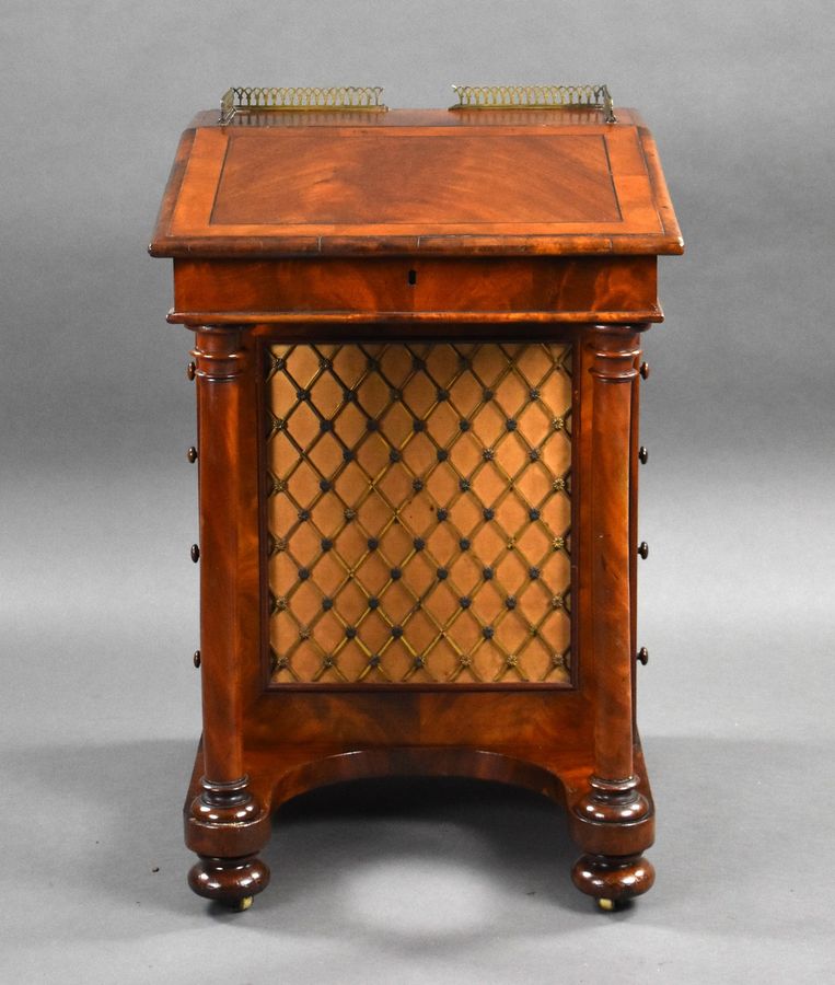 Antique Victorian Flame Mahogany Davenport