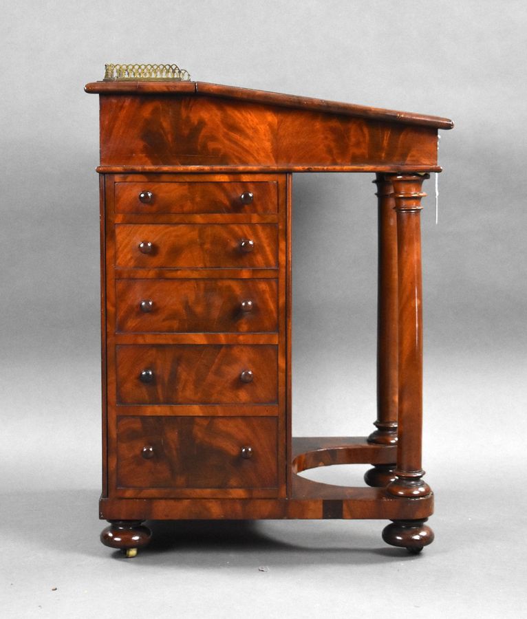 Antique Victorian Flame Mahogany Davenport