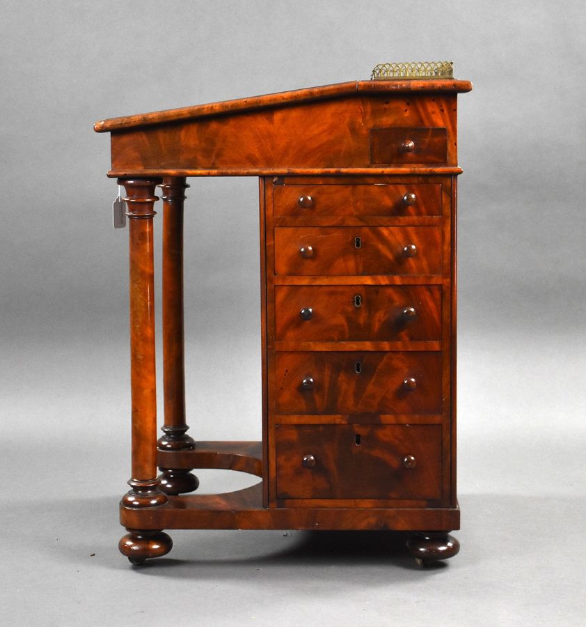 Antique Victorian Flame Mahogany Davenport