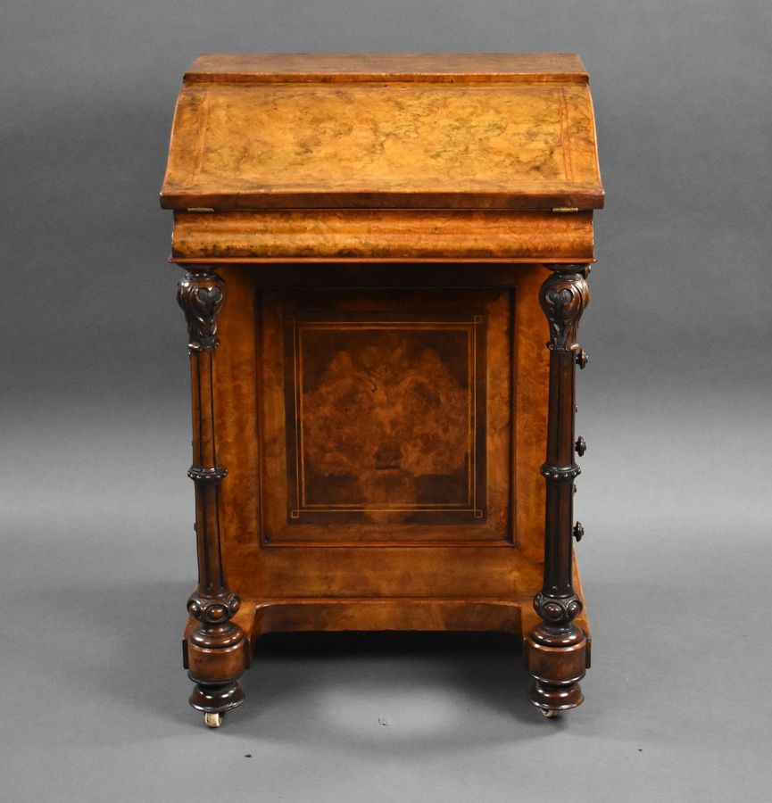 Antique Victorian Burr Walnut Davenport