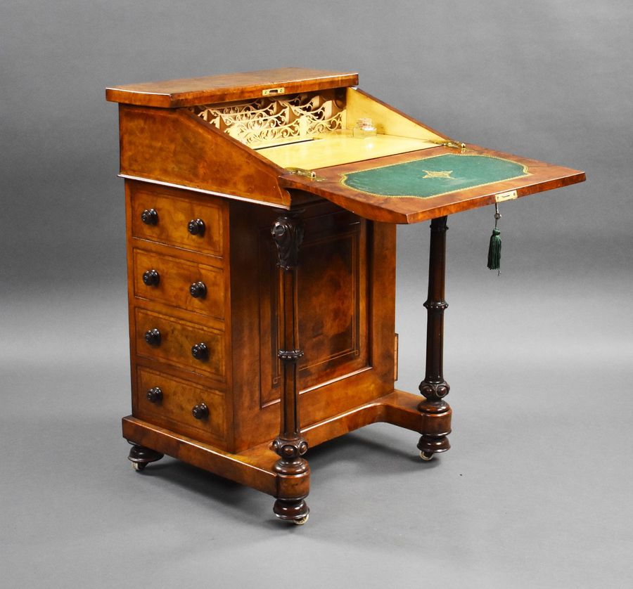 Antique Victorian Burr Walnut Davenport