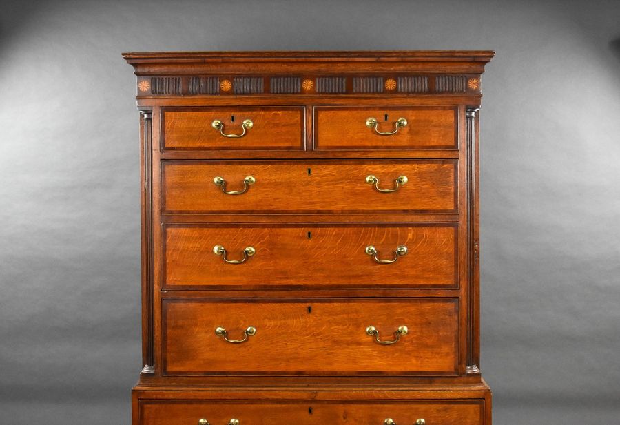 Antique George III Oak Chest on Chest