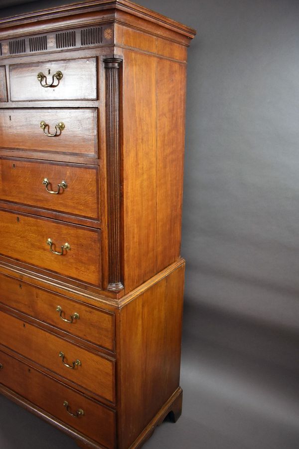 Antique George III Oak Chest on Chest