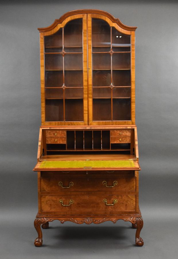 Antique Antique Burr Walnut Bureau Bokcase