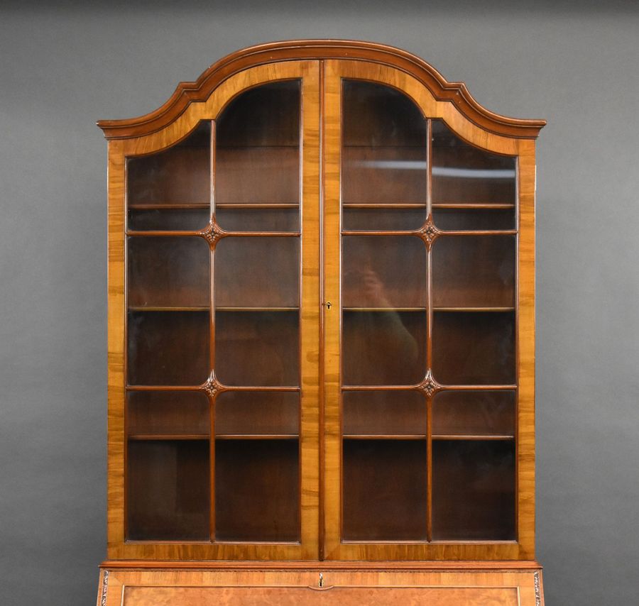 Antique Antique Burr Walnut Bureau Bokcase