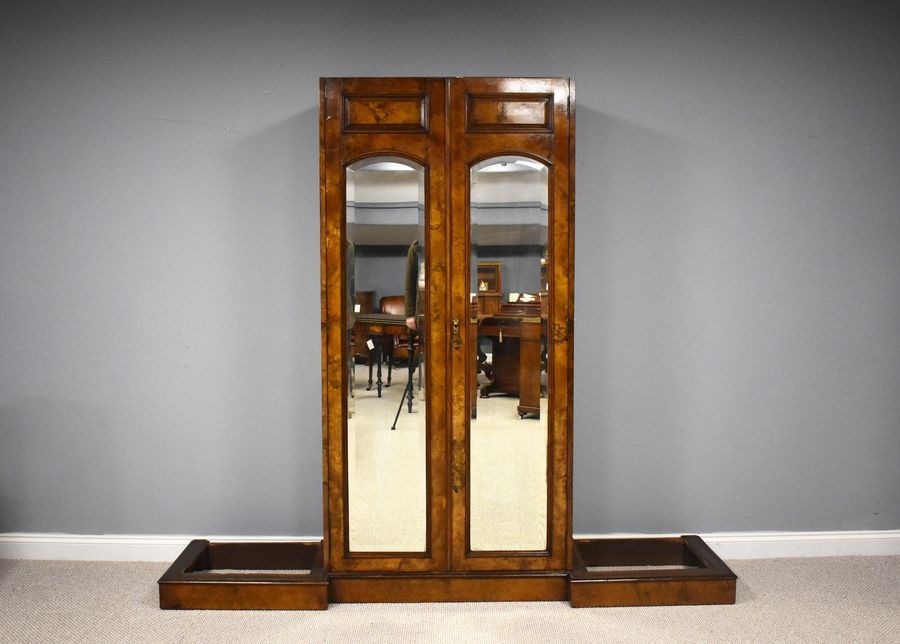 Antique Victorian Burr Walnut Triple Wardrobe