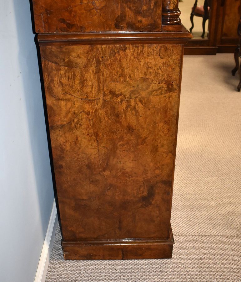 Antique Victorian Burr Walnut Triple Wardrobe